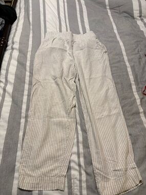 Women’s Striped Linen-Blend Casual Pants - Beige/White